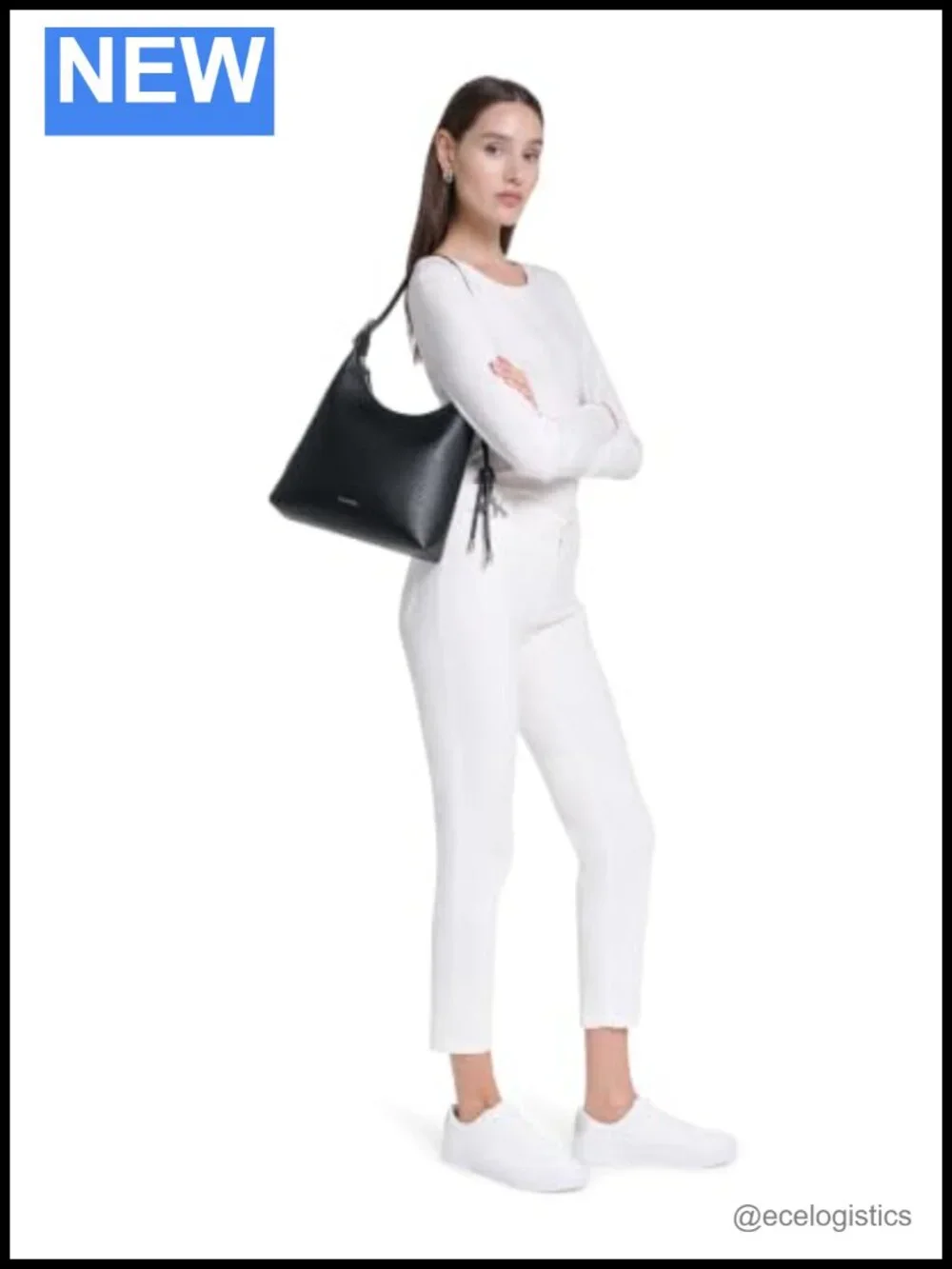 Vegan Leather Medium Hobo Shoulder Bag with Adjustable Strap and Keychain
